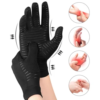 Медные компрессионные перчатки от артрита для женщин и мужчин, снимающие отек рук и кистей, перчатки с полным пальцем для таблеток