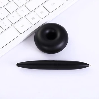 Металлическая настольная шариковая ручка с магнитным держателем, наконечник пера 1.0, Настольная ручка - Модные канцелярские принадлежности, черный, серебристый