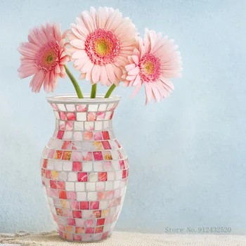 Многоцветная мозаичная стеклянная ваза ручной работы, скандинавская ваза для цветов, украшение дома, гостиной, спальни и столовой, новая мода