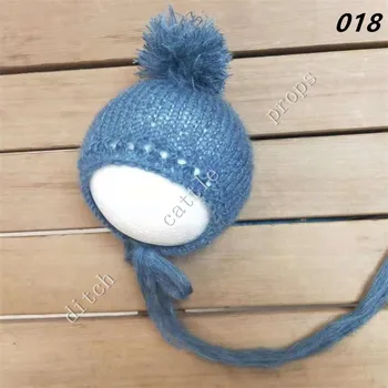 Мохеровая шапочка ручной вязки, реквизит для фотосъемки новорожденных.