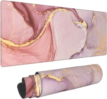 Мраморный коврик для мыши из розового золота Абстрактный Розовый настольный коврик с мраморной текстурой, нескользящая резиновая основа, большой коврик для мыши, клавиатура, коврик для мыши, настольный коврик