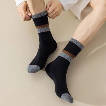 Мужские носки средней длины, дышащие, впитывающие пот хлопчатобумажные мужские носки, дышащие повседневные носки, мужские 1 пара