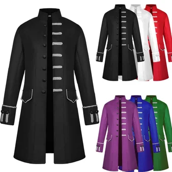 Мужское готическое пальто средней длины Victoria, Винтажный Черный Зеленый Красный Джентльменский пиджак для вечернего ужина на Хэллоуин