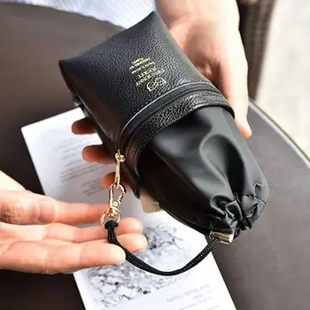 Мягкий кожаный футляр для очков, портативный водонепроницаемый двухслойный протектор для солнцезащитных очков, сумка для хранения очков на молнии и шнурке, мужская