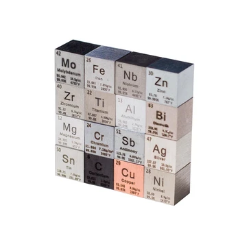 Набор моделей органической химии Кубики элементов 10 мм Алюминий Титан Медь Вольфрам Кубики для коллекций Периодической таблицы элементов
