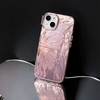 Наполовину хрустальный розовый чехол-бабочка для iPhone 11 12 13 14 15 pro max