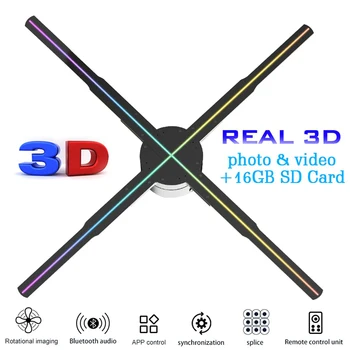 Невооруженным Глазом 3D HD Вентилятор Голографический Проектор 3D Голографический Проектор Поддержка удаленного Рекламного дисплея Изображение Видео Gif логотип