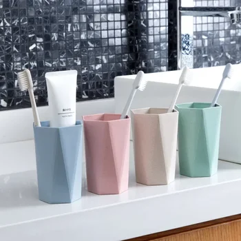 Новая модная и удобная чашка для чистки зубов, набор туалетных принадлежностей для пары, простая креативная жидкость для полоскания рта в форме ромба