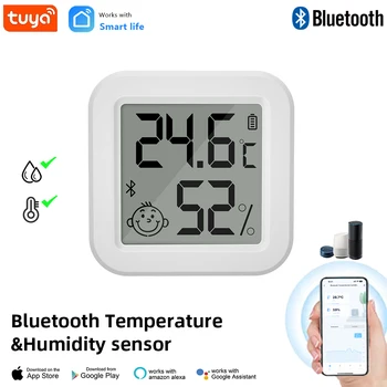 Новейший Tuya Bluetooth Датчик температуры влажности ЖК-термометр Мини Умный Электрический гигрометр приложение Дистанционного управления Home
