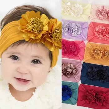 Новые детские аксессуары для волос, детский бесшовный платок с цветами, детская широкополая повязка на голову