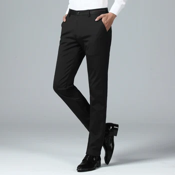 Новый осенне-зимний модный тренд, однотонные брюки для делового костюма с прямой трубкой, простые повседневные мужские свободные и удобные брюки