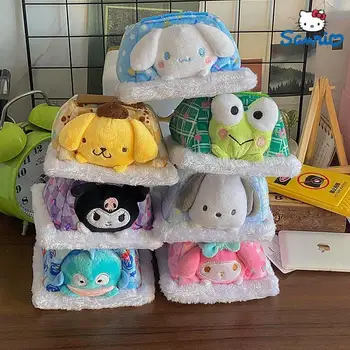 Оригинальный Sanrio с булочками с корицей Hello Kitty, Kuromi Pochacco, Плюшевая кукла, Домик для хомяка, Постельное белье, Милые игрушки, Подарки на день рождения