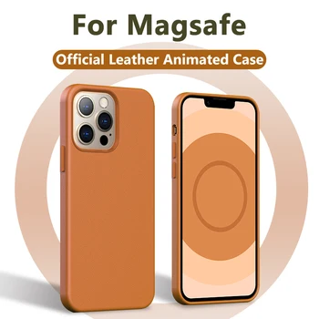 Официальный Оригинальный Анимационный Кожаный Магнитный Чехол Для Телефона iPhone 13 14 15 Pro Max Mini Plus Для Беспроводной Зарядки Magsafe