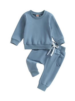 Очаровательный комплект зимней одежды для маленьких мальчиков и девочек с толстовкой с длинным рукавом и штанами от Mubineo - идеальный наряд для малышей на осень