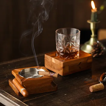 Пепельница для сигар в Японском Стиле Набор Бокалов для Ликера Лоток Держатель Стакана для Воды