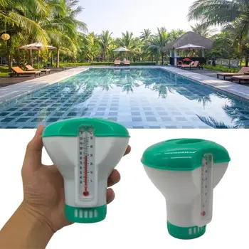 Плавающий дозатор хлора для бассейна с термометром, Автоматический насос-аппликатор для дезинфекции, Аксессуары для бассейна
