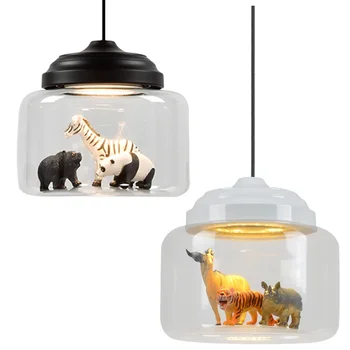 Подвесной светильник с мультяшными животными для детской спальни, гостиной, кафе в скандинавском стиле, Подвесные светильники для домашнего декора, светодиодный светильник для освещения в помещении