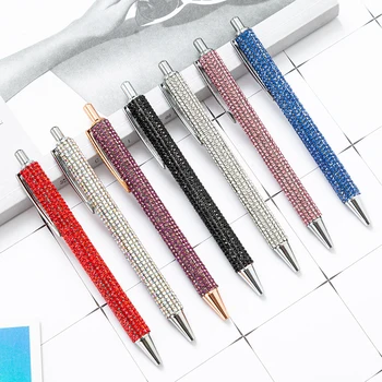 Пресс-металлические Шариковые ручки Алмазная многоцветная Подарочная ручка Креативные канцелярские принадлежности