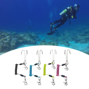 Рифовый крюк для подводного плавания, нейлоновая безопасная леска, Быстросъемный спиральный шнур, двойной Двойной для водных видов спорта с погружением в пещеры
