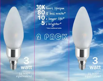 Светодиодная лампа-свеча 2X3W E14 85-265 В Энергосберегающий прожектор Теплый белый светильник Chandlier Crystal Lamp Ampoule Bombillas Home Light