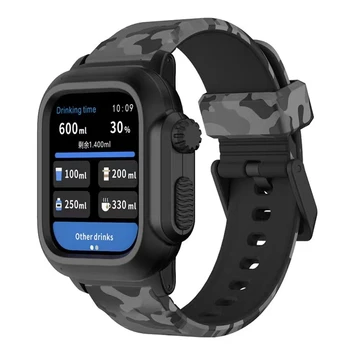 Силиконовый встроенный ремешок-чехол для Apple watch band 45 мм 44 мм 40 мм 42 мм Водонепроницаемый корпус для iwatch 9 8 7 6 5 4 3 SE Ремешок для часов