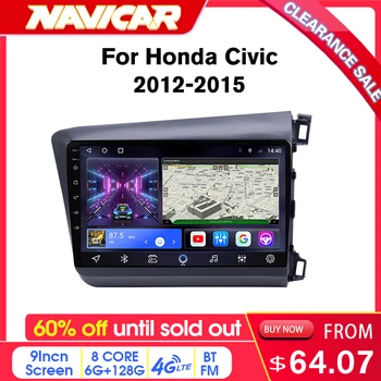 Скидка 60% на автомагнитолу 2Din Android 10 для Honda Civic 2012-2015, автомобильный мультимедийный плеер GPS, стерео аудио, 4G, видео DVD