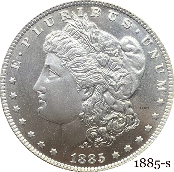 Соединенные Штаты Америки 1885 года Морган Однодолларовая монета США Либерти Мельхиоровая, посеребренная Копия монеты 