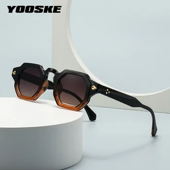 Солнцезащитные очки NYWOOH Polygon Square в стиле панк, женские Мужские Солнцезащитные очки с заклепками в стиле ретро, Градиентные оттенки UV400, Брендовые Дизайнерские Солнцезащитные очки