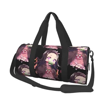 Спортивные сумки из аниме Nezukos, аксессуары для спортзала Japanese Girl Kawaii, спортивная сумка, Мужская дизайнерская сумка выходного дня, багаж, Винтажная сумка для фитнеса
