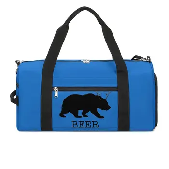 Спортивные сумки с принтом пивного Медведя, спортивная сумка для дрессировки сильных животных, Аксессуары для спортзала, Забавные Сумки, Мужская Дизайнерская Оксфордская сумка для фитнеса.