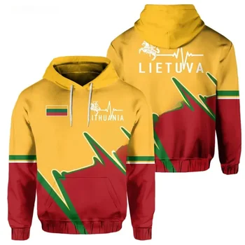 Толстовка с 3D принтом флага Литвы в простом стиле, толстовка для взрослых мужчин, пуловер, свитер с капюшоном, спортивные костюмы, верхняя одежда, пальто