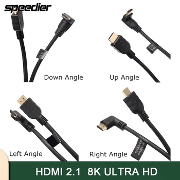 Угол 90 градусов влево/Вправо/ ВВЕРХ/вниз 8K 60HZ UHD Ultra HD HDMI-Совместимый кабель 2.1V от мужчины к мужчине 4K 120HZ 15 см 60 см 1.8 М