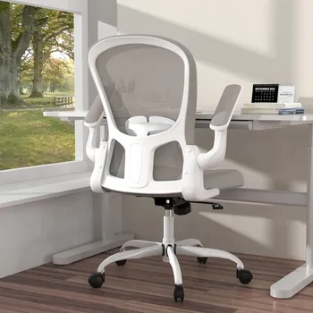 Удобное вращающееся рабочее кресло для домашнего офиса, рабочее кресло из дышащей сетки, компьютерное кресло с поддержкой поясницы с откидывающимися подлокотниками