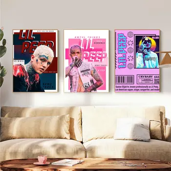 Хип-хоп Рэпер Lil Peep, аниме-плакаты, Липкая наклейка для белой бумаги, сделай САМ, комната, бар, кафе, Скандинавский домашний декор