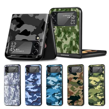 Чехол для мобильного Телефона Samsung Galaxy Z Flip4 Flip3 5G Black Coque Z Flip 4 3 Жесткий ПК Роскошный Чехол Камуфляж Camo Military Army