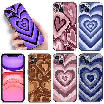 Чехол для Телефона Latte Love Heart Для Apple iPhone 12 13 Mini 11 14 Pro XS Max 6S 6 7 8 Plus 5S X XR SE 2020 2022 Мягкий Черный Чехол из ТПУ