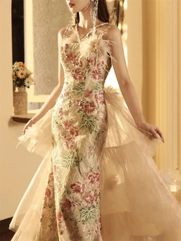 Элегантное Сказочное вечернее платье с пайетками, женское платье на бретельках, длинные платья для выпускного вечера в стиле русалки, Vestidos De Fiesta